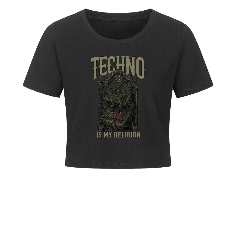 TECHNO IS MY RELIGION - Ladies Cropped Tee - 4BeaTz - Music&Fashion