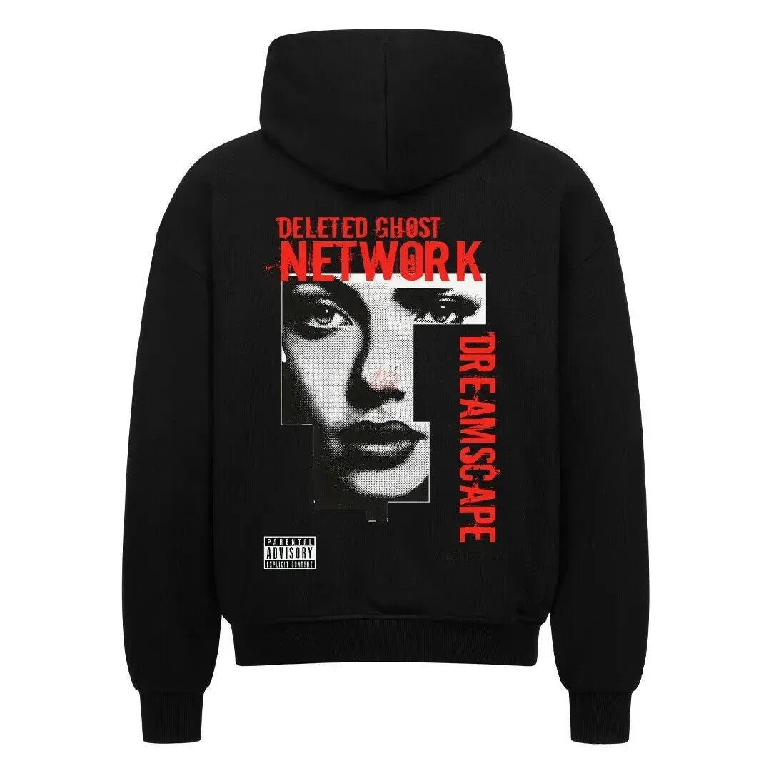 DELETED GHOST NETWORK – Oversized zip-up hoodie with back print - 4BeaTz - Music&Fashion