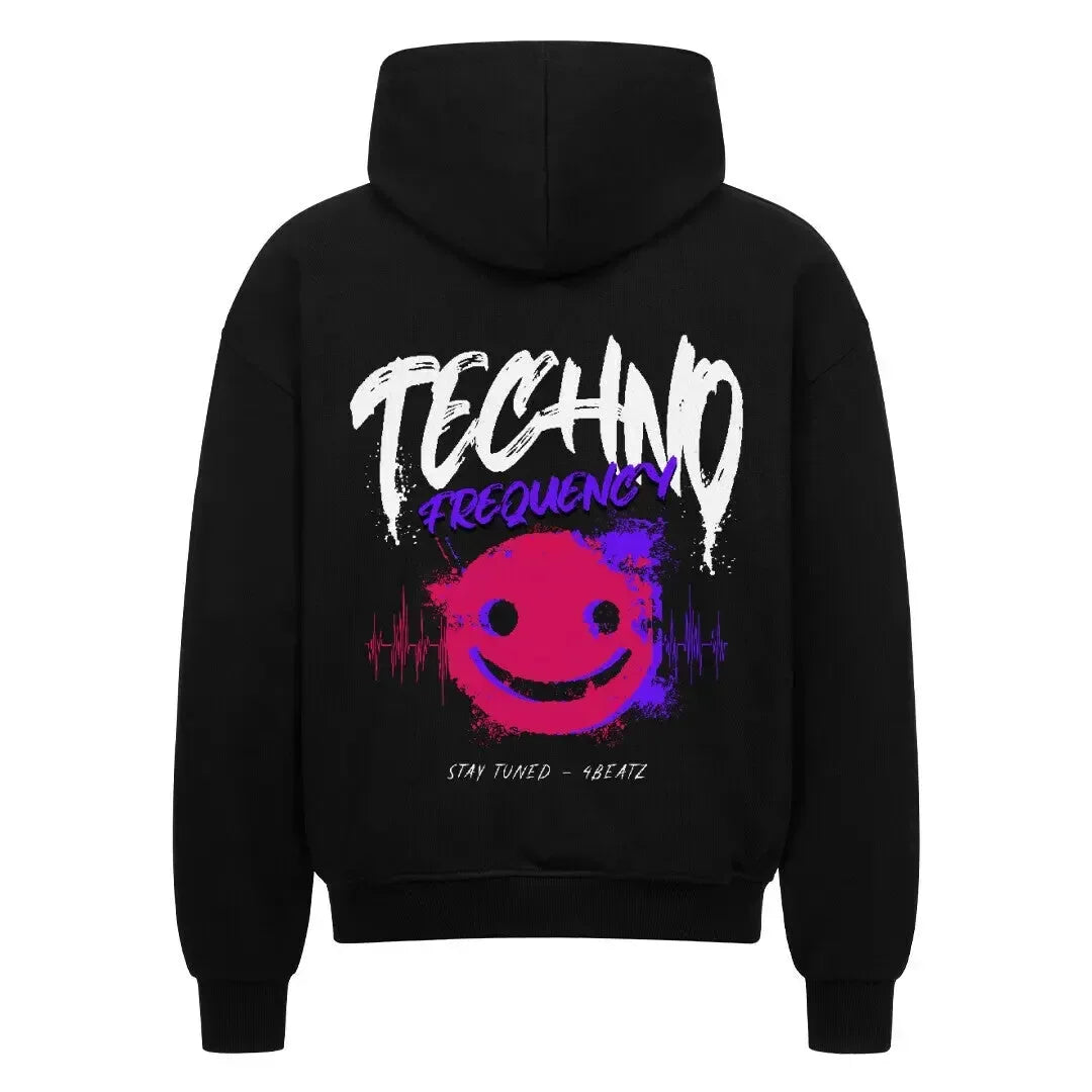 Techno Frequency(StayTuned) - Oversized Zipper Hoodie - 4BeaTz - Music&Fashion
