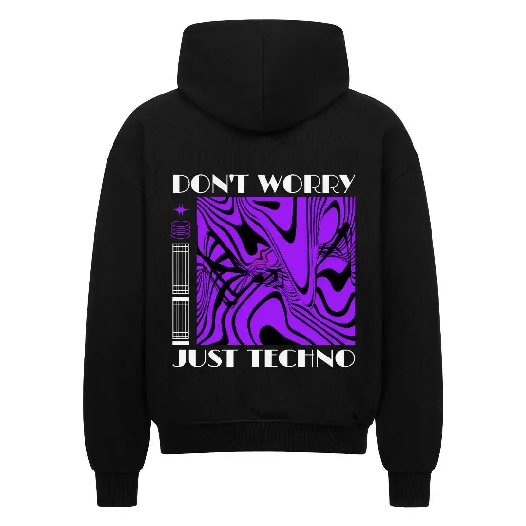 JUST TECHNO - Oversized Zipper Hoodie (Back Print) - 4BeaTz - Music&Fashion
