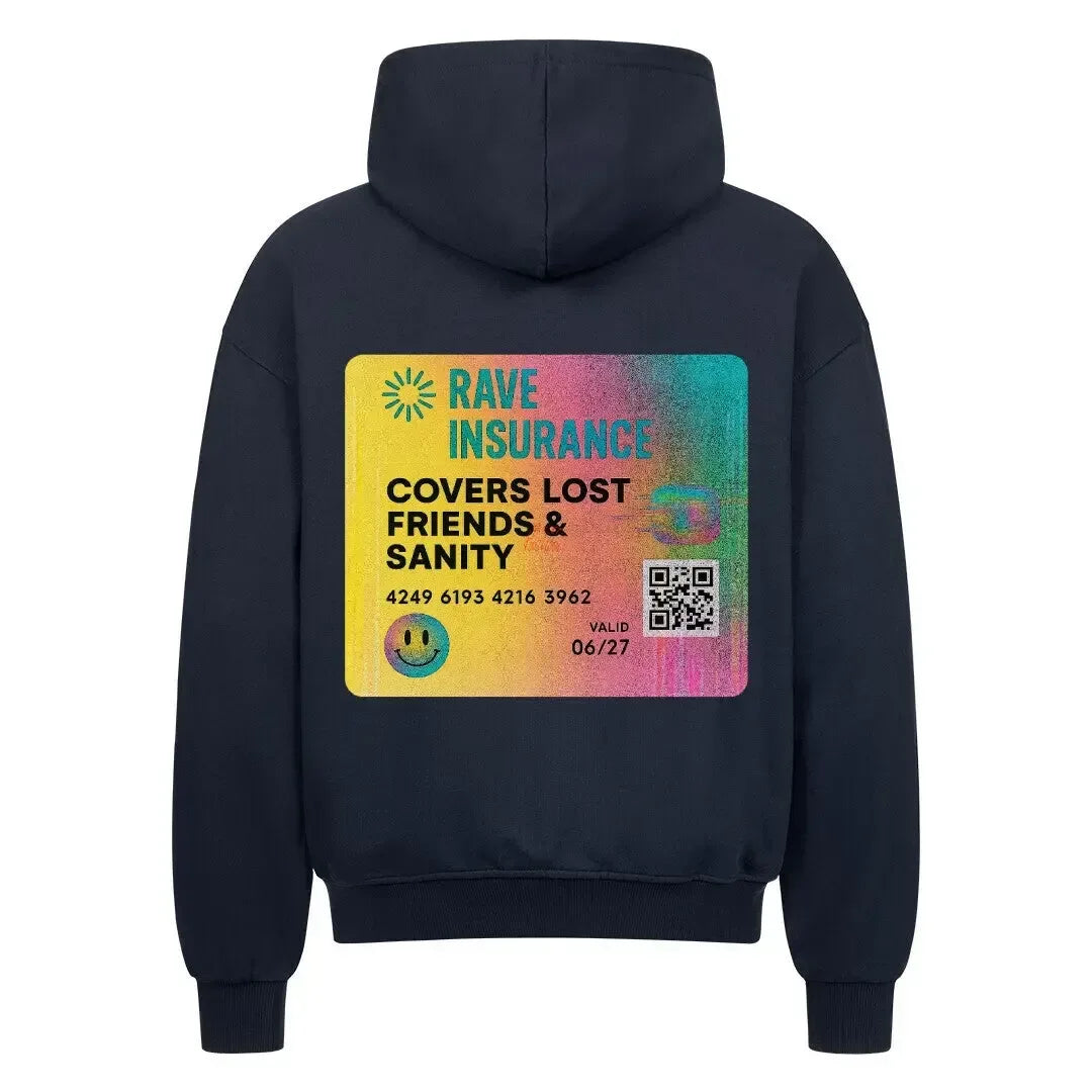 RAVE INSURANCE - Oversized Zipper Hoodie (Back Print) - 4BeaTz - Music&Fashion