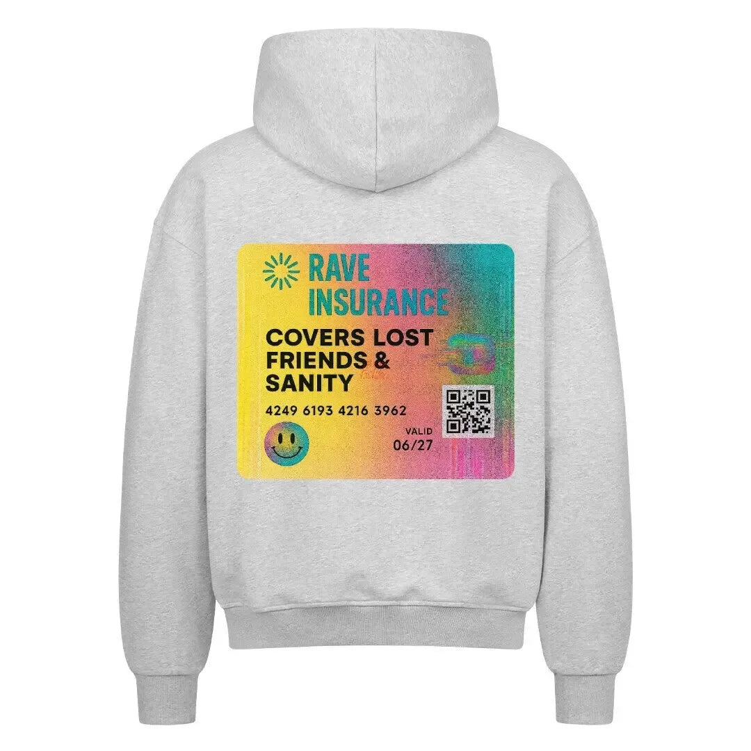 RAVE INSURANCE - Oversized Zipper Hoodie (Back Print) - 4BeaTz - Music&Fashion