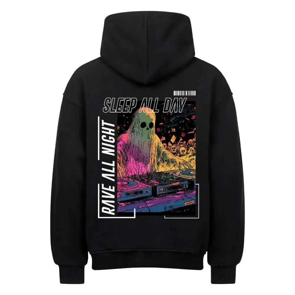 SLEEP ALL DAY / RAVE ALL NIGHT - Oversized Hoodie - 4BeaTz - Music&Fashion