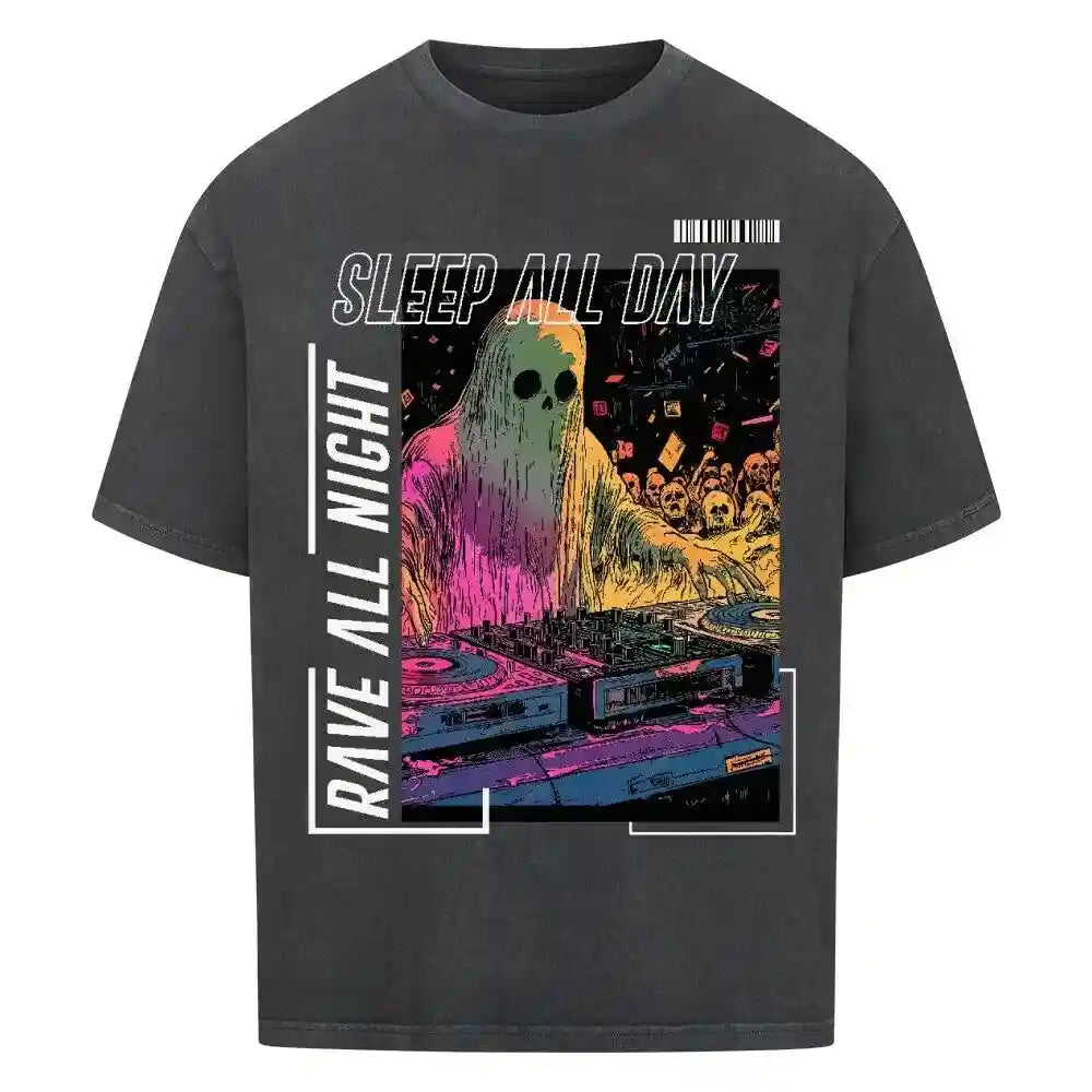SLEEP ALL DAY / RAVE ALL NIGHT - Oversized Shirt - 4BeaTz - Music&Fashion