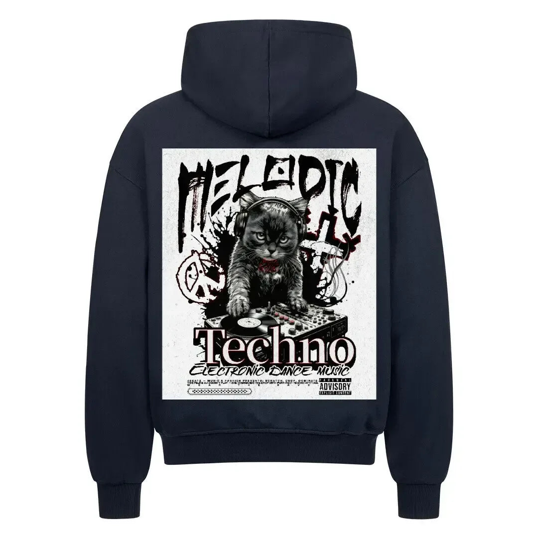 Scratch. Drop. Meow. — World's_Collide x 4BeaTz Techno - Oversized Zipper Hoodie (Backprint) - 4BeaTz - Music&Fashion