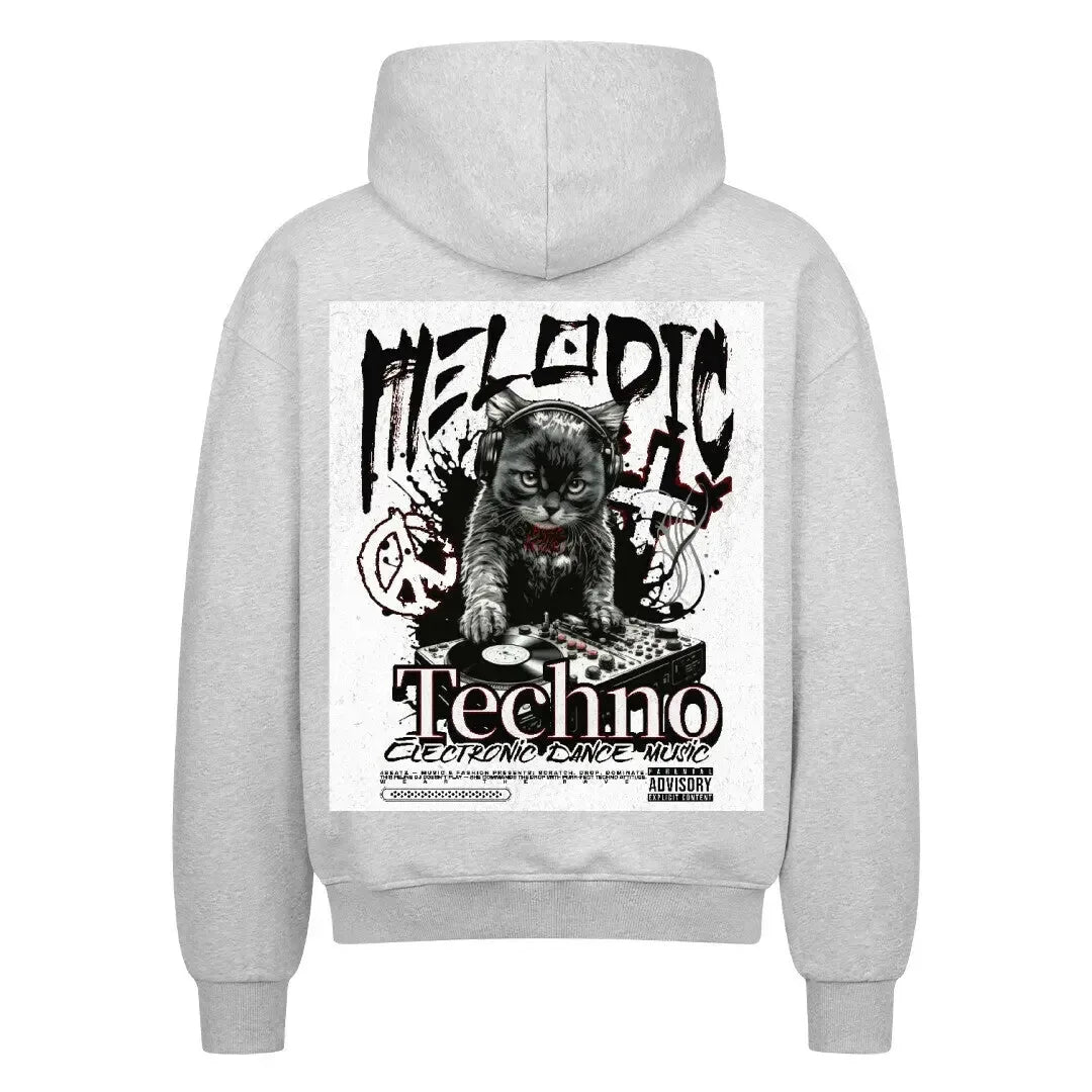 Scratch. Drop. Meow. — World's_Collide x 4BeaTz Techno - Oversized Zipper Hoodie (Backprint) - 4BeaTz - Music&Fashion